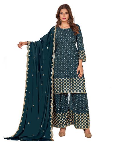 Gulaboo Present Fc 5609 Embroidery Work Plazoo Suit 