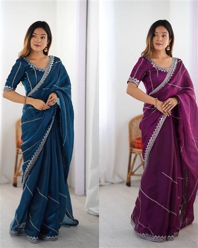 Jimmy Choo Saree With Sequence and Cut Work With Heavy Blouse 74